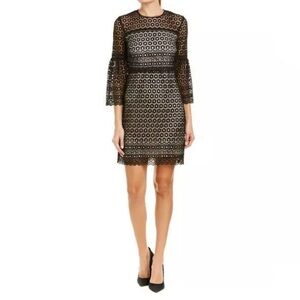 EUC J. CREW Bell-sleeve Daisylace Dress Size 12 Black